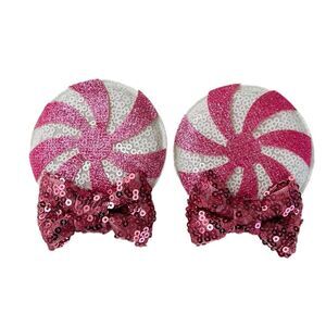 Minnie Mickey Disney Parks Pink Ears Hair Bow Glitter for Girls
